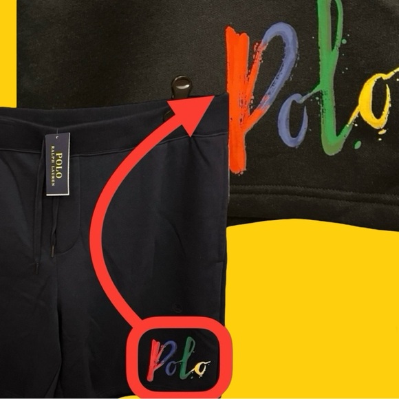 Polo Ralph Lauren Shorts Graphic Fleece Athletic 2XB BIG 2X Polo RL Paint Logo